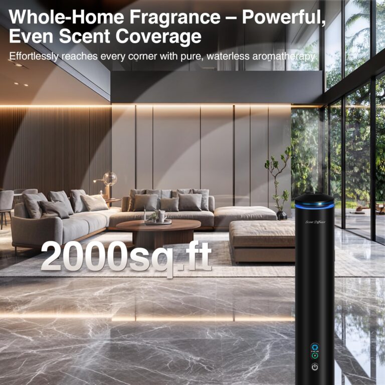 Waterless Scent Diffuser Starter Kit - 2000 Sq Ft Coverage, Luxury Hotel Scent Diffuser, Diffusers for Essential Oils Large Room, Included 5 Scent Oils, Remote Control, Black, 40In - Image 7