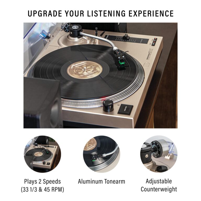 Crosley C100BT-CP Belt-Drive Bluetooth Turntable Record Player with Adjustable Counterweight, Champagne - Image 20