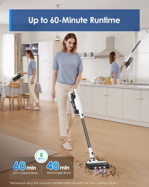 Tineco A30S Cordless Stick Vacuum Cleaner, 160W Powerful Suction, 60 Minutes Runtime, 1L Larger Dustbin, Rechargeable Lightweight and Versatile ZeroTangle Brush PureCyclone Tech LED Headlight - Image 7