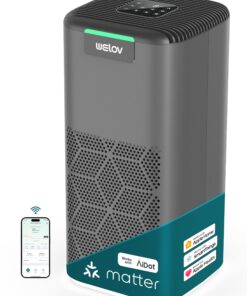 WELOV World's 1st Matter Smart Air Purifier, Air Purifiers for Home Covers 1570 Ft², 99.997% Filtration Efficiency of Particles 0.1-0.3 μm, H13 True HEPA PM2.5 Monitor, Sleep Mode, Dimmable Lighting
