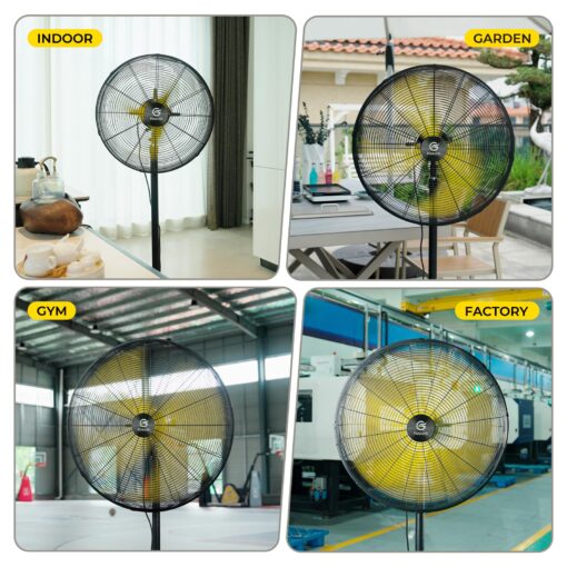 FUGOO 30'' Oscillating Pedestal Fan With Brushless DC Motor, Large Air Flow range From 3200CFM to 8800CFM, 4-Speed Heavy Duty Industrial Floor Fans for Factory, Commercial, Garage, Warehouse,Shop - Image 2