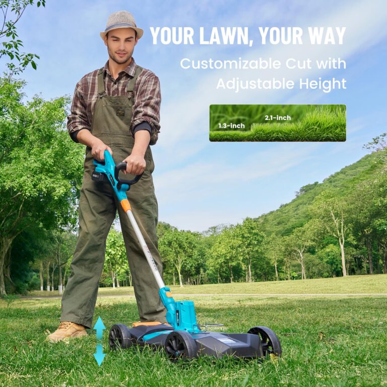 Seesii String Trimmer : 12’’ Cordless Weed Wacker & Edger with 2 * 4.0Ah Batteries - Electric Lawn Mower with 1.3’’/2.1’’ Adjustable Deck - 3-in-1 Battery Lawn Mower for Garden/Yard - Image 4