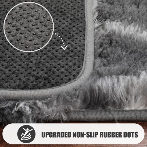 ONASAR 8x10 Area Rugs for Living Room, Fluffy Grey and White Bedroom Rug, Washable Geometric Boho Large Soft Plush Shaggy Fuzzy Floor Carpet for Nursery Kids Classroom Playroom Dorm Home Decor - Image 4