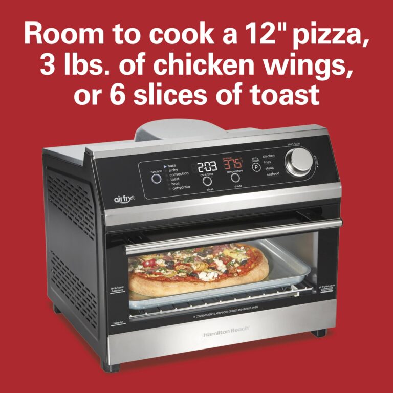 Hamilton Beach Digital Air Fryer Toaster Oven Combo, 10 Ways to Cook, 4 Preset Functions, Stay On & 1800 Watts, LED Capacitive-Touch Controls, 2 Rack Positions, Fits 12” Pizza, Black & Stainless Steel - Image 4