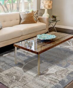 Superior Indoor Area Rug, Jute Backed, Perfect for Office, Living/Dining Room, Bedroom, Kitchen, Hallway, Entryway, Floor, Modern Floral Patchwork Decor, Pastiche Collection, 9' x 12', Ivory
