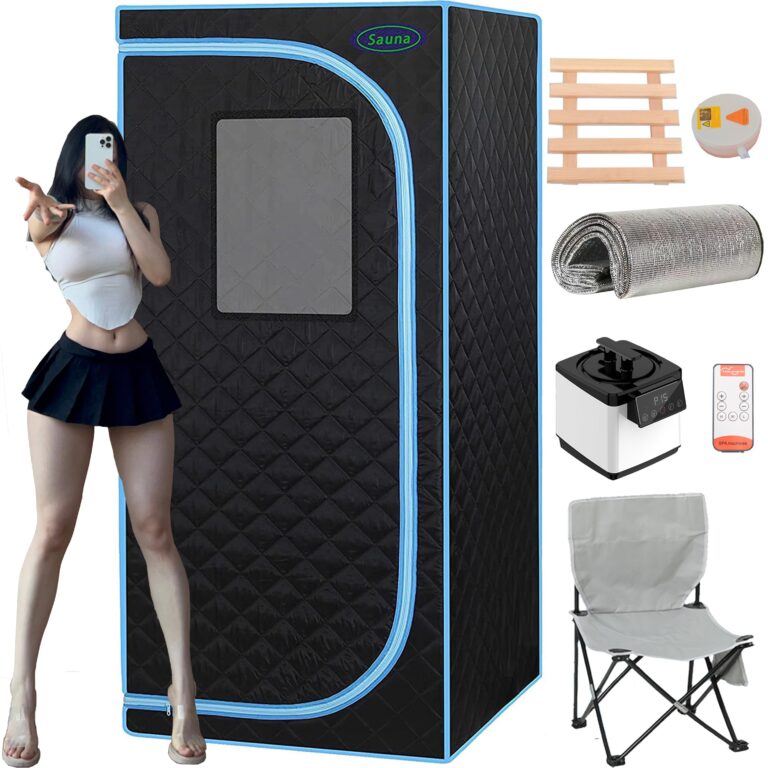 Portable Steam Sauna, Personal Sauna Box, Home Sauna Tent, Thick Triple-Layer Insulated Oxford, 2.2L Steamer, Remote Control, Folding Chair, 15 Levels of Temp, Steel Pipe Bracket 2.63’ x 2.63’ x 5.8’
