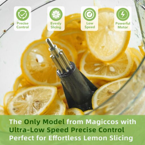 Magiccos 14-Cup Lemon Slicer Food-Processor - Large Feed Chute, 13 Speeds & Pulse, 3 Programs，Cheese Shredding, Cutting Fries, Meat Chopping, Shredding and Slicing, Mixing and Doughing, for Home Use - Image 5