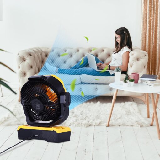 WESTTREE Battery Powered Fan Powerful Airflow Battery Operated Fan Air Circulator Fan for Bedroom,Quiet & 360°Auto Oscillating Fan Rechargeable Fan Camping Fan with LED Light (RGBW) - Image 3