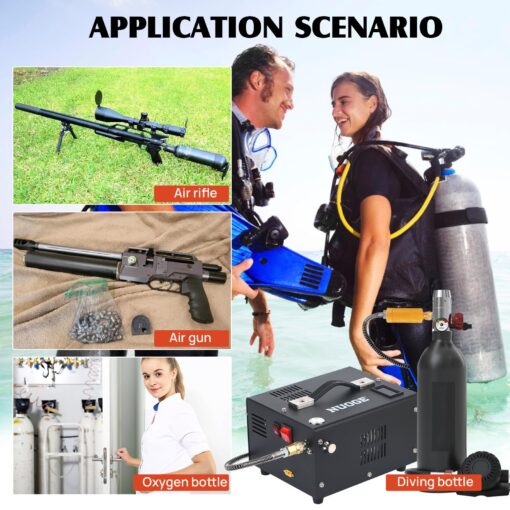 NUOGE Pcp Air Compressor 4500Psi 30Mpa Powered by Car 12V Dc or Home 110V Ac W/Converter Paintball/Scuba Tank Compressor Pump - Image 2