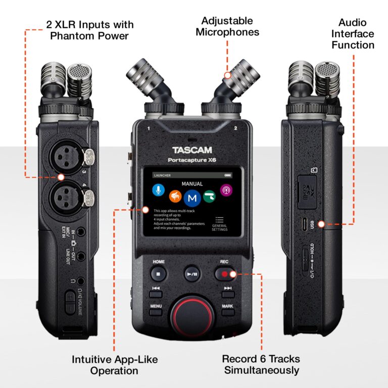 TASCAM Portacapture X6 32-bit Float Portable Audio Recorder, Field Recorder for Video, Music, Podcast, Voice, Podcasting - Image 7