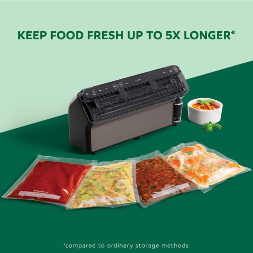 FoodSaver® Elite All-in-One Liquid+™ Vacuum Sealer with Bags, Rolls, and Accessories, Dark Stainless Steel - Image 8