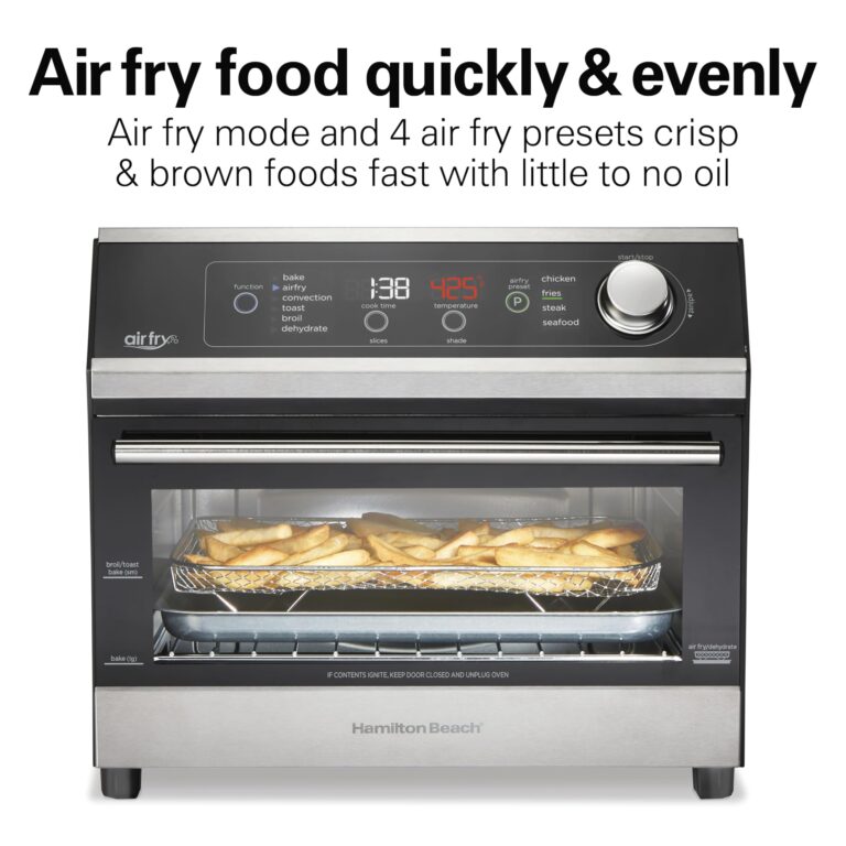 Hamilton Beach Digital Air Fryer Toaster Oven Combo, 10 Ways to Cook, 4 Preset Functions, Stay On & 1800 Watts, LED Capacitive-Touch Controls, 2 Rack Positions, Fits 12” Pizza, Black & Stainless Steel - Image 5