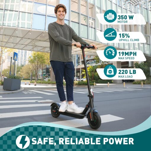 CYBERGOING Electric Scooter with 430W Peak Motor for Adults, 10" Shock Absorbing Tires, Up to 17-Mile Range & 19 MPH Speed Portable Folding Commuting E Scooter with Dual Breaking System - Image 8
