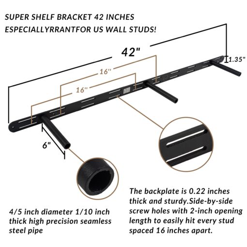 XWNE Rusitc Floating Shelves 48 inch Long 8 "deep Set of 2, Heavy Duty Wood Wall Mounted Shelves for Bathroom Living Room Kitchen,Book Shelves with Thickened Hidden Bracket-Black - Image 6