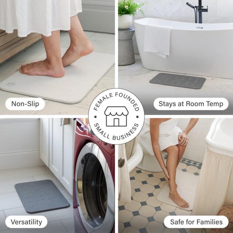 Dorai Home Bath Stone Mat 23.6"x15.4" (2-Pack) – Quick-Dry, Non-Slip Diatomite Stone Bath Mat, Rain Sandstone - Image 8