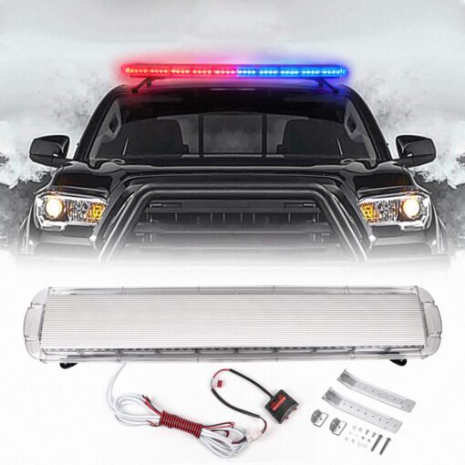 CUMART 47" 88 Red Blue LED Light Bar Fit For Police Cops Vehicles Truck Cars Extreme High Intensity Construction Emergency Warning Strobe Rooftop Low Profile Law Enforcement Hazard Flashing Universal - Image 5