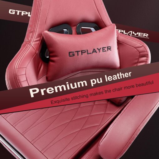 GTPLAYER Gaming Chair, Computer Chair with Footrest and Bluetooth Speakers, High Back Ergonomic Music Game Chair, Reclining Game Chair with Linkage Armrests for Adults and Kids (WineRed) - Image 5
