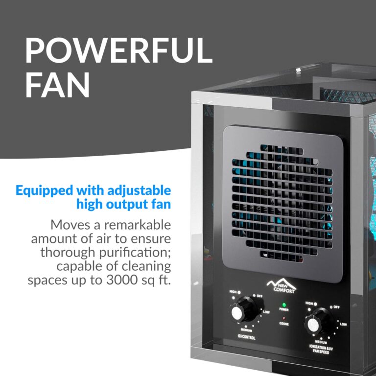 Prolux New Comfort 6 Stage UV, Ozone Generator Air Purifier Cleaner HEPA, Covers 3000 Feet, Acrylic, Home or Commercial Use, Adjustable, Powerful Fan, Portable - Image 6