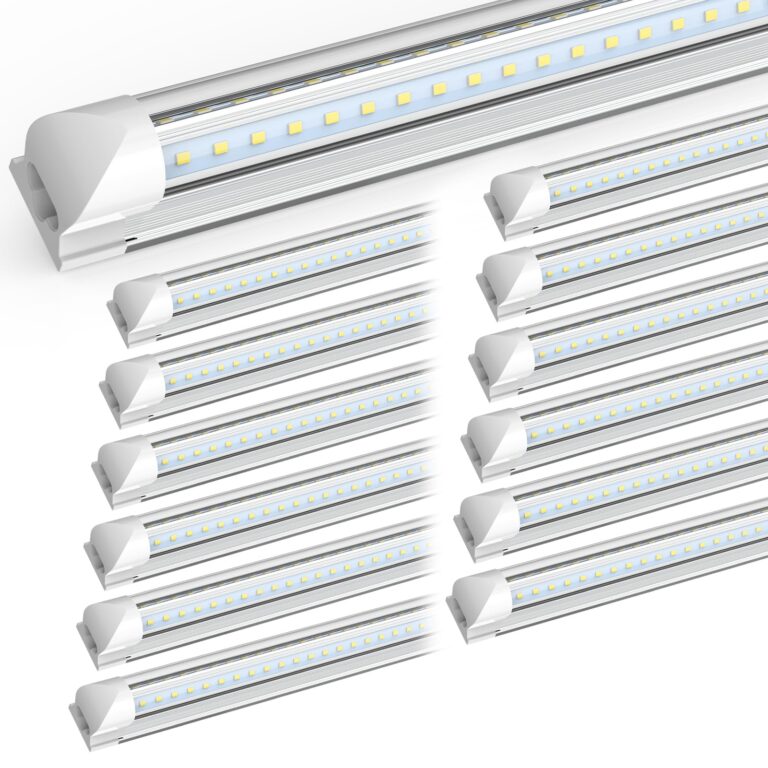 SHOPLED 8FT Shop Light 100W 15000LM 6000K | 12-Pack Linkable V-Shape Led Shop Light | Plug & Play T8 Tube Lights for Garage, Warehouse, Basement | Ultra Bright Energy-Saving Commercial Lighting