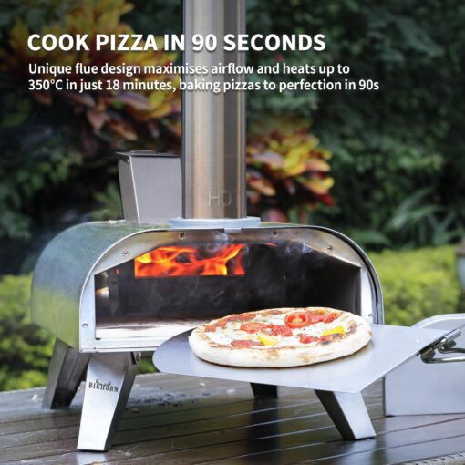 BIG HORN OUTDOORS 12" Multi-Fuel Pizza Oven, Portable Outdoor Pizza Oven, Wood Fired & Propane Gas, Pellet Pizza Maker with Pizza Stone - Image 5