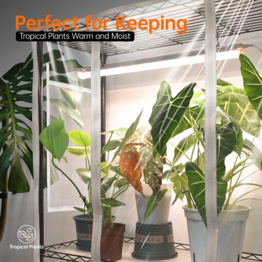 Bstrip Indoor Greenhouse with Grow Light, Metal Plant Stand, 3 Pack T8 2FT Full Spectrum Plant Lights, Timer, Black, 23.5"x13.8"x59" - Image 6