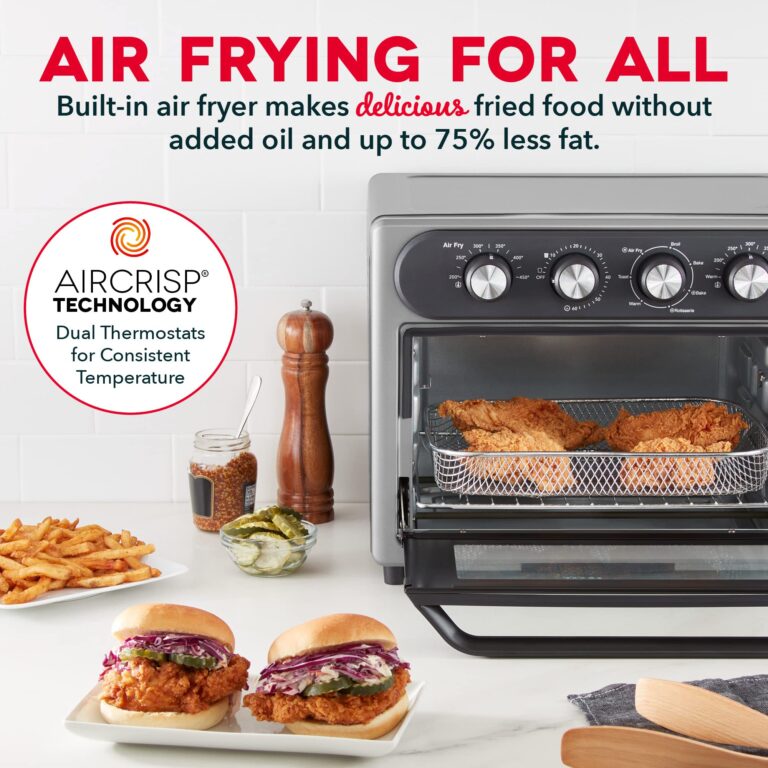 Dash Chef Series 7 in 1 Convection Toaster Oven Cooker, Rotisserie + Electric Air Fryer with Non-stick Fry Basket, Baking Pan & Rack, Skewers, Drip Tray & Recipe Book, 23L, Graphite - Image 5