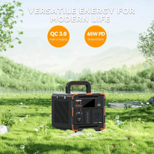 YEWPINY EM300 Portable Power Station, 300W Solar Generator, 259Wh LiFePO4 Battery, USB-C PD 65W, Pure Sine Wave, Wireless Charging for Camping, Outdoor, Emergency - Image 6