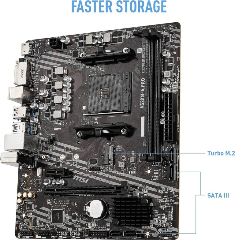 INLAND AMD Ryzen 5 5500 Unlocked Desktop Processor with MSI A520M-A PRO Gaming Motherboard (AMD AM4, DDR4, PCIe 4.0, Micro-ATX), - Image 5