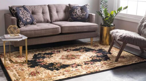 Unique Loom Versailles Collection Traditional Classic Medallion Motif Area Rug (9' 0 x 12' 0 Rectangular, Black/ Ivory) - Image 9