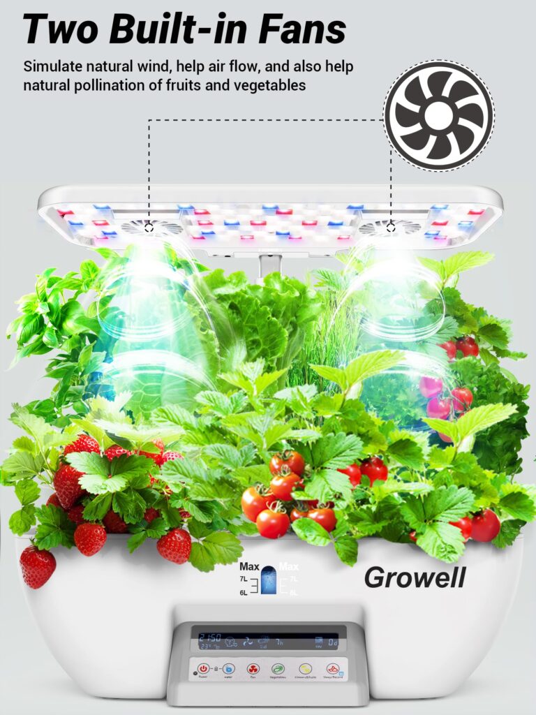Hydroponics Growing System Kit, 17 Pods Herb Garden with 102 28W Full-Spectrum Grow Lights & 2 Fans, Indoor Garden with Water Pump, 10L Water Tank, Auto Timer, Height Adjustable (White & Grey) - Image 3