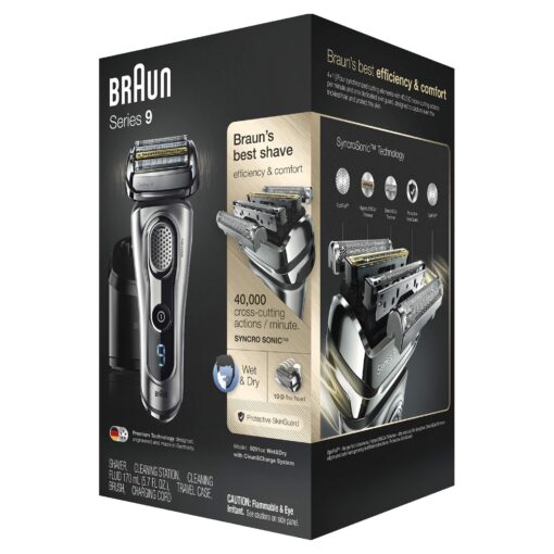 Braun Electric Razor for Men Foil Shaver with Precision Beard Trimmer, Rechargeable, Wet & Dry, Clean & Charge Station and Leather Travel Case, 6 Piece Set - Image 2