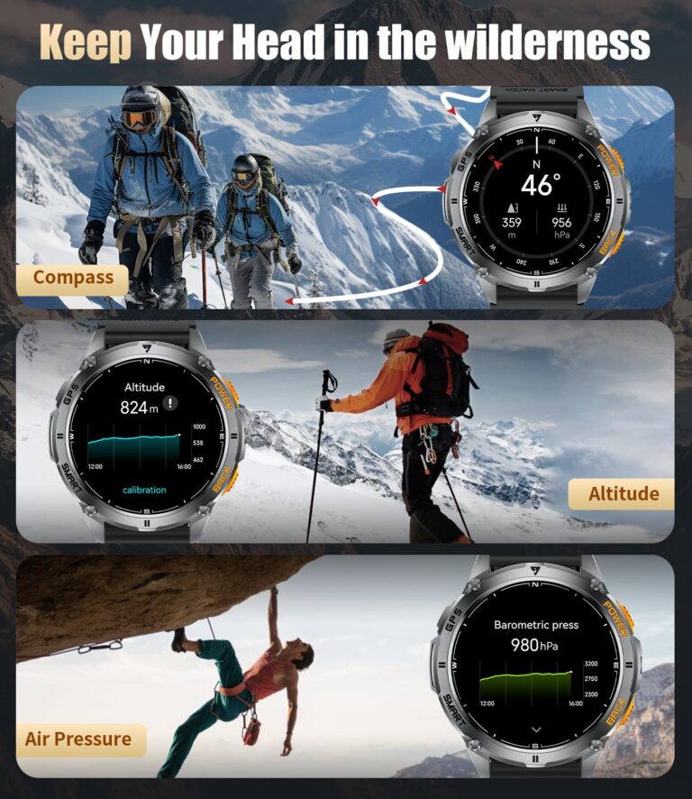 LIGE GPS Smart Watch for Men, Compass/LED Flashlight/6 Satellite Positioning/1.43" AMOLED Smartwatch, 100+ Sports Mode Fitness Tracker Watch for Android iOS, IP68 Waterproof Watch for Swimming - Image 3
