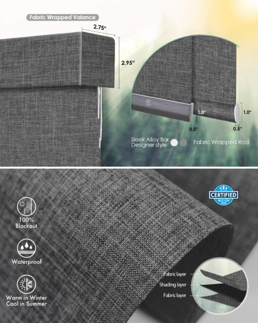 Yoolax Motorized Blinds with Remote, Blackout Smart Blinds Motorized Fabric Roller Shades Work with Alexa, Automatic Shades for Windows Custom Size (Dark Grey) - Image 3