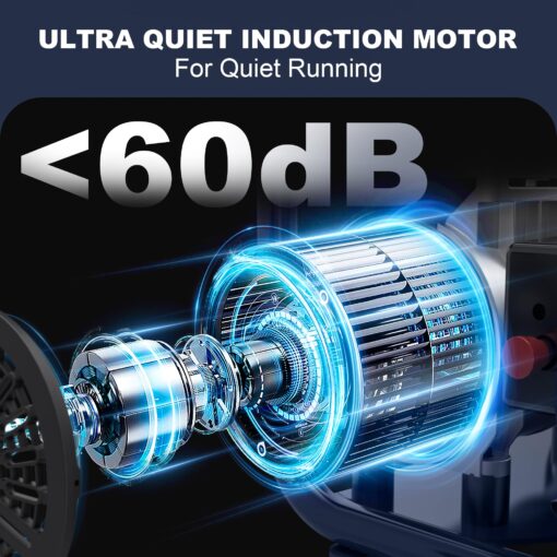 Stealth Air Compressor 2 Gallon, 3/4 HP Oil-Free Compressor, Less than 60dB Ultra Quiet Electric Air Compressor,Max 125 PSI Pressure for Tire Inflation,Nailing,Home DIY Project(SAQ-1234) - Image 7