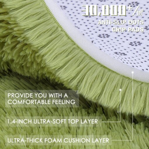 OLANLY 9x12 Machine Washable Large Area Rugs for Living Room, Bedroom, Soft Fluffy Shaggy Bedside Rug, Indoor Floor Carpet for Kids Girls and Boys, Dorms, Nursery, Home Decor Aesthetic, Grass Green - Image 2