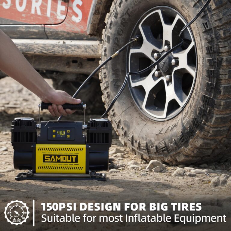 SMAOUT 12V Digital Air Compressor, Offroad Portable Inflator 12.3 CFM, Air Pump Max 150PSI for Heavy-Duty Tires, with LCD Control Panel to Preset Target Pressure, 4x4 Vehicle, SUV, RV - Image 5