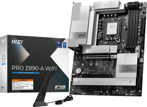 MSI PRO Z890-A WiFi ProSeries Motherboard (Supports Core Ultra Series 2 Intel Processors, LGA 1851, DDR5, PCIe 5.0, M.2, SATA, 5Gbps LAN, USB Type-C, Wi-Fi 7, Bluetooth 5.4, Thunderbolt 4, ATX)