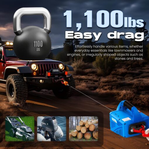 NEWTRY 1100lbs Electric Hoist Winch with Wireless Remote Control 110/120 Volt Portable Power Electric Hoist 16ft/min - Image 7