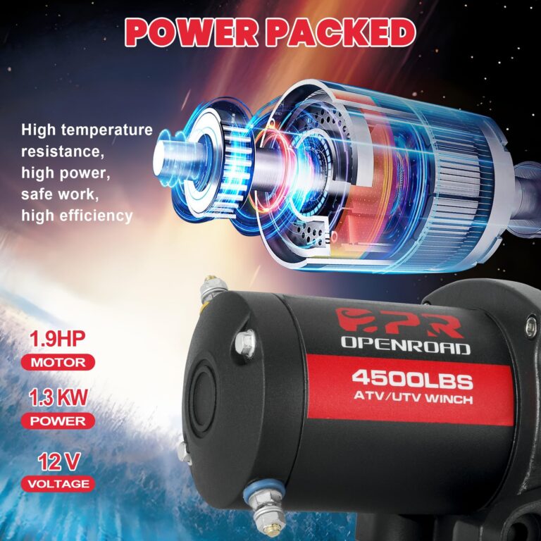 OPENROAD 4500 lb ATV/UTV Winch,Waterproof IP67 Electric Winch with 1/4"×50' Synthetic Rope,Wireless Remote and Winch Stopper (4500lb Without Mounting Plate) - Image 6