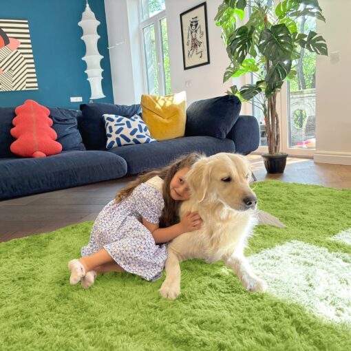 OLANLY 9x12 Machine Washable Large Area Rugs for Living Room, Bedroom, Soft Fluffy Shaggy Bedside Rug, Indoor Floor Carpet for Kids Girls and Boys, Dorms, Nursery, Home Decor Aesthetic, Grass Green - Image 5