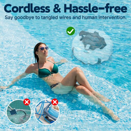 Redkey S100 Cordless Robot Pool Cleaner, Last 130Min, 18° Slope Angle, Automatic Pool Vacuum for Above Ground/Inground Pools, Self-Parking Pool Cleaner with Filter Basket, Pool Robot Up to 1100 sq.ft - Image 9