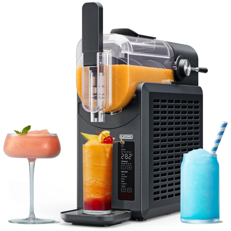 Iceman Slush-Ease 48 oz. Slushie Machine, Frozen Drink Maker & Slushy Machine with 5 Presets + Custom Option, Easy-Dispensing Lever for Frozen Margaritas, Frappes, and Slushies - Black