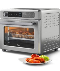 Oster Digital Air Fryer Oven with RapidCrisp, Stainless Steel, 12-Function Countertop Oven with Convection,Silver