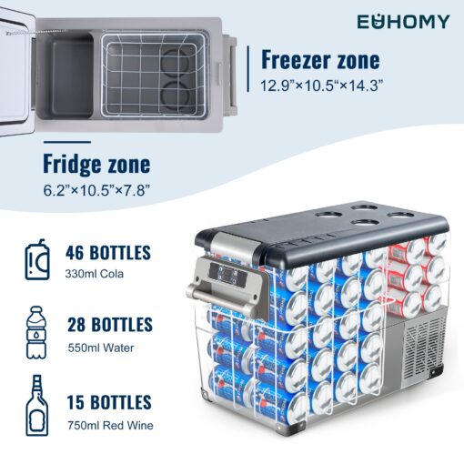 EUHOMY 12 Volt Refrigerator, 47QT Electric Cooler, 12V Fridge APP Control, 12V Cooler -4℉~68℉, Portable Freezer 12/24V DC 110-240V AC for Camping, Travel, Truck, Home - Image 7