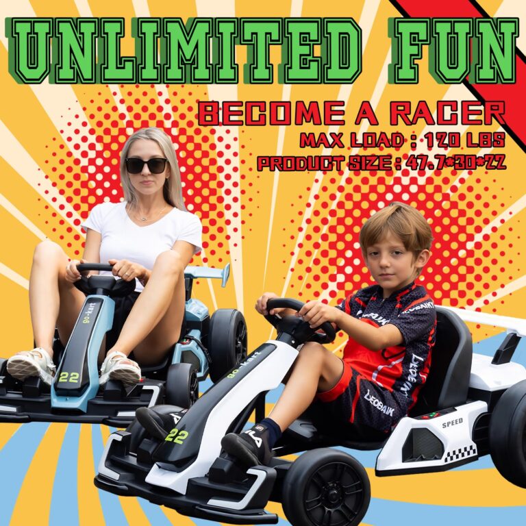 Kerry Yoo Go Kart Electric Drift Kart Car with Adjustable Seat, 24V Outdoor Ride on Toy with 4 Speed Mode, Crazy Cart for Kids 6-12 Years Old，Fast 300W Motor，8.5 MPH, LED Lights, Bluetooth - Blue - Image 2