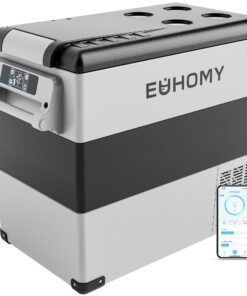 EUHOMY 12 Volt Refrigerator, 59QT(55L) Electric Cooler, 12V Fridge APP Control, 12V Cooler -4℉~68℉, Portable Freezer 12/24V DC 110-240V AC for Camping, Travel, Truck, Home