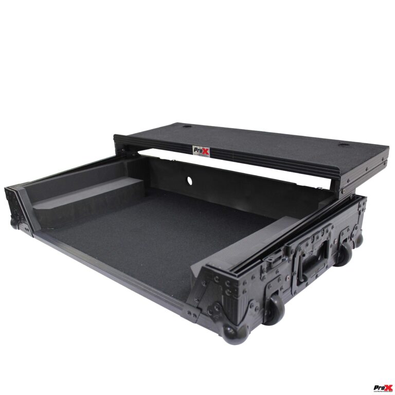 ProX Flight Case for Pioneer DDJ-1000 & DDJ-1000 SRT Digital Controller with Sliding Laptop Shelf & Wheels - Black on Black Design - XS-DDJ1000WLTBL - Image 4