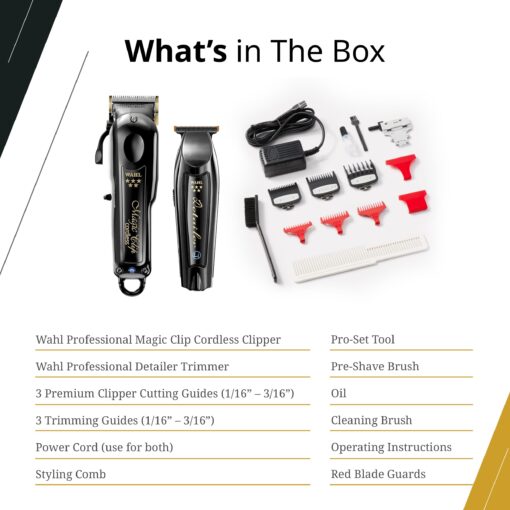 Wahl Professional Cordless Barber Combo Includes Magic Clip Blending Clipper and Detailer Li Trimmer 100 Min Runtime - Image 5