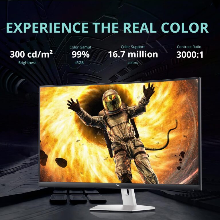 Dell S3222HN 32" FHD Curved Monitor, 75Hz AMD FreeSync Display, 3000:1 Contrast Ratio, 99% sRGB Coverage, Tilt Adjustment, 4 ms Response Time, VA Panel, HDMI, Silver - Image 4