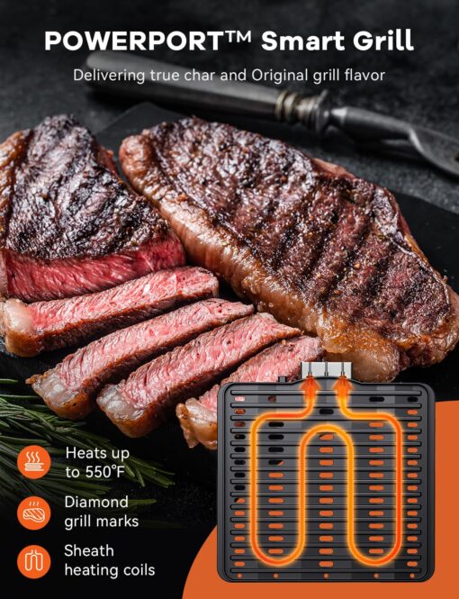 Nuwave TODD ENGLISH Air Fryer Grill Oven Combo, TRUE Char & Flavor, 100 in 1 Super Convection Toaster Oven Countertop, Excellent Thermal Insulation, POWERPORT™ Plug-In Grill, 550°F, Stainless Steel - Image 8